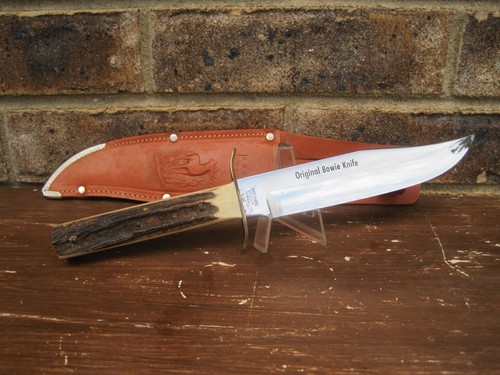 EDGE BRAND SOLINGEN 446 ORIGINAL BOWIE KNIFE, STAG HANDLE & SHEATH NOS BOXRH - Picture 2 of 12