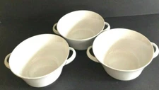 Schirnding Bavaria Porcelain MCM White Double Handled Cream Soup Bowls 3 Bowls  