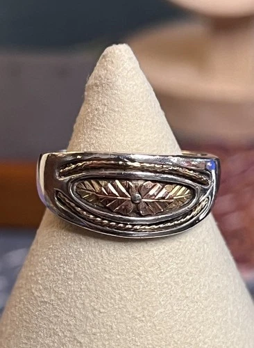 10k And Sterling Black Hills Gold Size 9.75 Vintage Ring Signed Tested Marked