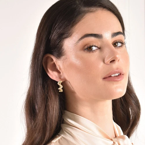 Culturesse Celestina Serpent Hoop Earrings - Picture 3 of 7
