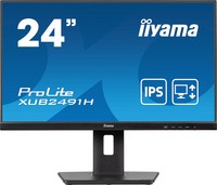 iiyama PorLite XUB2492HSU-B6 monitor, 23,8 inch Slim, IPS, 1920 x 1080 @100Hz, 0,4 ms, 250 CD/m², 1300:1, luidspreker, 1 x HDMI, 1 x DisplayPort, USB-HUB, in hoogte verstelbaar draaibaar, TCO