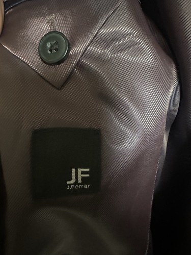 JF J Ferrar 2 Pc Suit Men Black Striped Polyester Jacket 36r Pants 30x30 - Picture 6 of 11