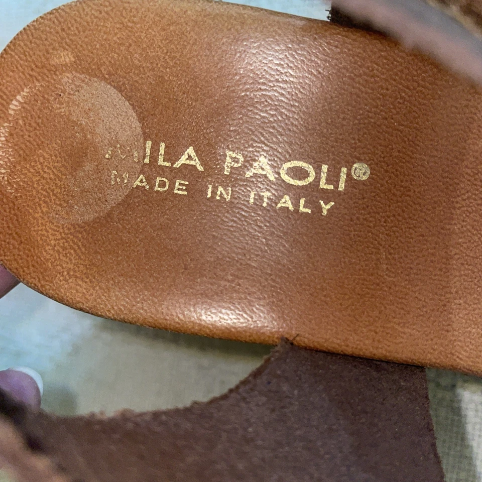 Mila Paoli Italy Womens Casual Pumps Sz 37 U.S. 6 M Brown Leather Cruise Beach - Image 2 of 4