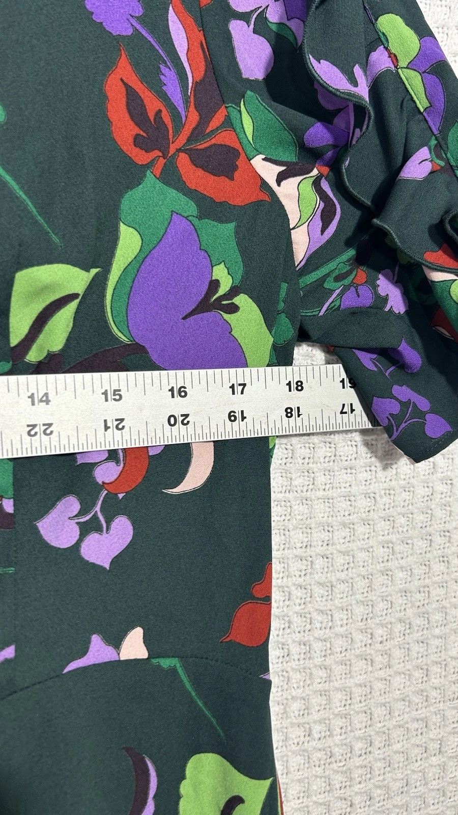 Mini Abito Kate Spade Fleur Nouveau Smocked Ruffle Verde Donna Taglia 12 Brunch