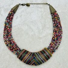 Vintage ZAD Designer Multistrand Multicolor Beaded Necklace 20" Adjustable
