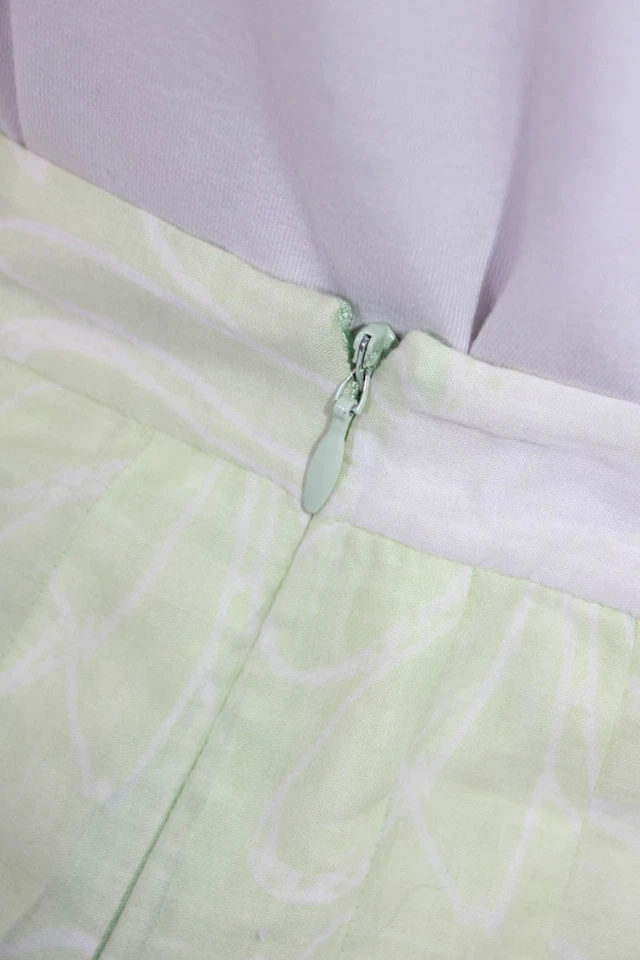 Theory Womens Cotton Floral Pleated A Line Skirt Green Size 0 - Image 4 of 4