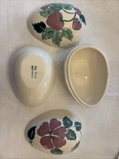 Vintage Rare Kay Finch Egg Trinket Box Marked California Pottery