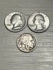 Lot Of 2 90% Silver Quarters Weighted At 12 Grams.  One 1936 Buffalo Nickel.