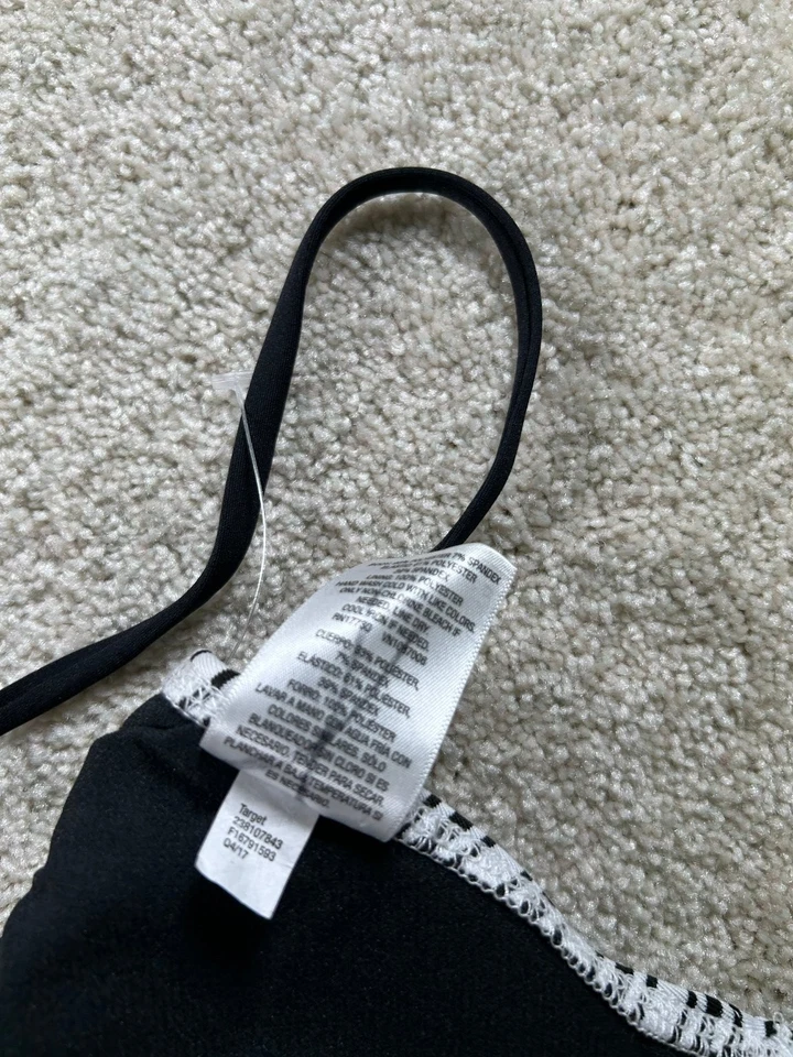 Mossimo Women's Swimwear Black White Stripe Bikini Top Small Nylon - Image 4 of 4