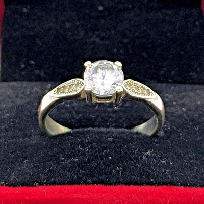 Vintage Luxury RING Silver 925 with Bright Stone -size: 9.5US (19mm) | UA #82