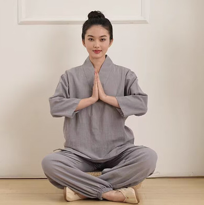 Women Men Meditation Monk uniform Chinese Style Lay Zen Kung Fu Tai Chi Suits