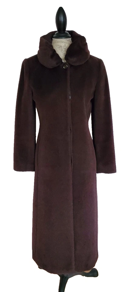 CINZIA ROCCA Coat Women's 4 (IT 40) Long Brown Piacenza Baby Llama Wool Italy - Image 2 of 4