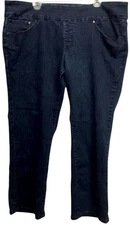 Jag jeans 22WP blue denim embroidered pockets stretch pull on straight leg jeans