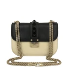 EGA VALENTINO Garavani Rock Studded Leather Chain Shoulder Bag Bicolor/8CF0144