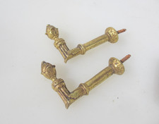 Antique Brass Tie Backs Old Hooks Cord Hangers Curtain Window Blind Gilt 3"D