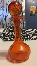 blenko glass decanter tangerine Stopper Is Glued To The bottle 