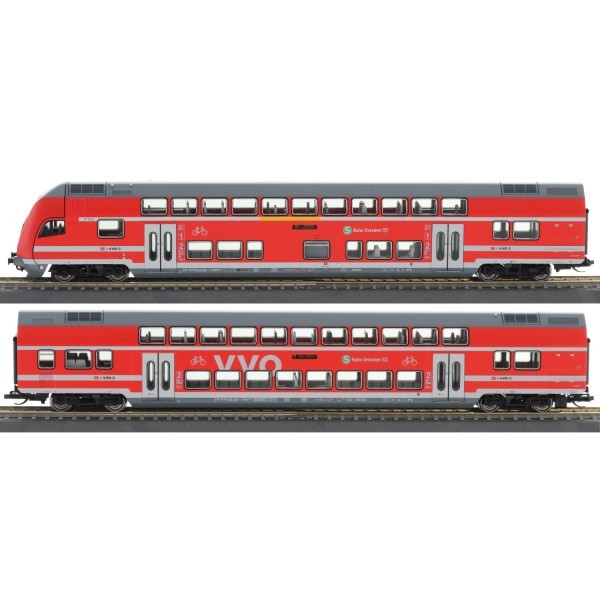 Tillig 01088 Tt 2Er Set Doppelstockwagen Mit Steuerwagen Vvo Dbag Vi Tt Neu-image