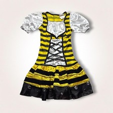Y2K Rubie?s Black, Yellow, & White Bumble Bee Lace Up Ruffle Costume Dress