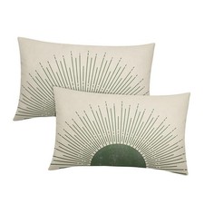 Green Sun Sunrise Sunshine Lumbar Pillow 20" x 12" Pack of 2 N-bohosun Green