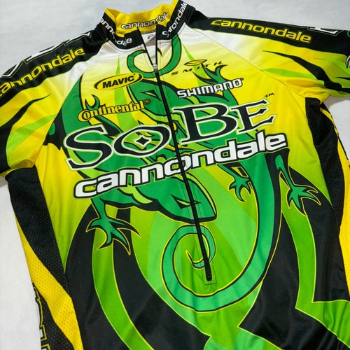 Maglia ciclismo vintage Cannondale SoBe uomo L 3/4 zip verde nero made in USA - Foto 2 di 9