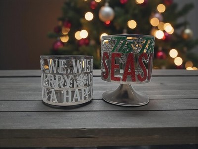 Bath & Body Works 3-Wick Candle Holder Christmas Preowned Read Description  TWO 
