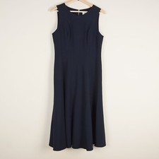 Eliza J Crepe Stretch Dark Blue Sleeveless Midi Career Work Dress Womens Sz 10