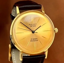 Vintage Wristwatch NOS Poljot De LUXE Ultra Slim Soviet Watch 2209 23 Jewels