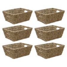 JVL Hand Woven Rectangular Seagrass Storage Baskets, For Home, Office, Bedroom