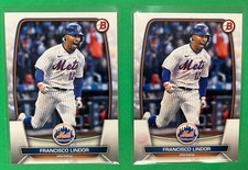 2023 BOWMAN BASEBALL FRANCISCO LINDOR METS BASE & PINK DOT ERROR LOT (2)