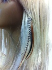 Clip-on 4-6 Black  Brown with Beige Feathers for Hair Extension 5 Feathers