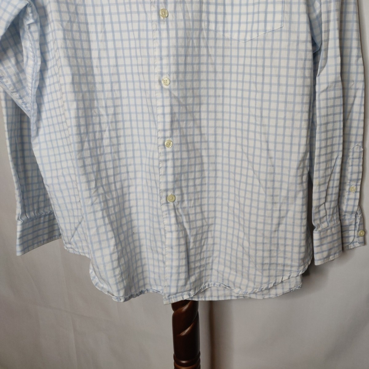 Chemise Homme à Carreaux Merona En Coton - Manches Longues, Taille L, Gris Et Blanc