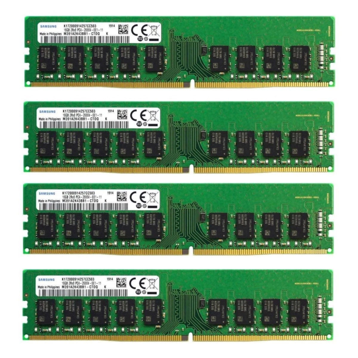 Samsung 32GB ( 2X 16GB ) DDR4 2666MHz PC4-21300 ECC Unbuffered UDIMM Memory RAM