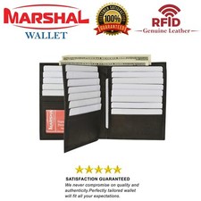 Black RFID Blocking Bifold Hipster Multi Credit Card ID Holder Leather Wallet