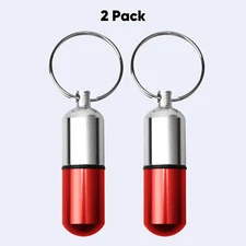 2x FDA Medicine Pill Capsule Mini Bottle Drug Portable Container Holder Keychain