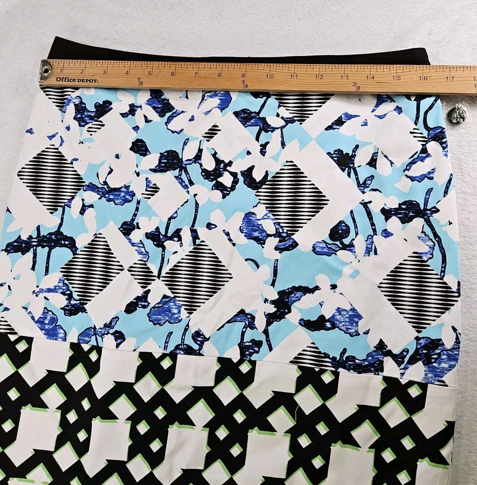 Peter Pilotto Women's Abstract Mixed Media Print Pencil Skirt Retro Preppy 12 - Imagem 4 de 4