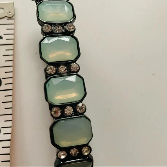 Vivi Cookie Lee Joyería Verde Estrás Pulsera Elástica MOney Lujo Art Deco Foto 4 de 4