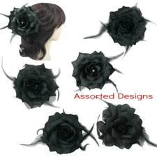 4 Pieces Large Rose Flower Hair Claw Feathers Double Sided Hair Jaw Clips Comb 