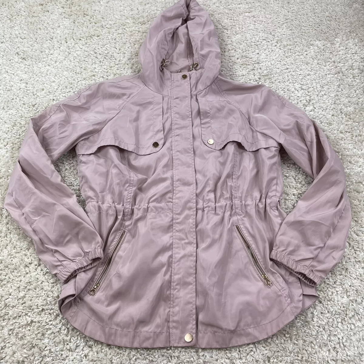 ci sono womens large windbreaker pink dusty rose long sleeve cinch