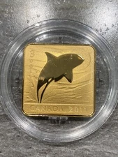 2010 RCM Canada Orca Whale $3 Dollar oz Sterling silver square gold-plated coin
