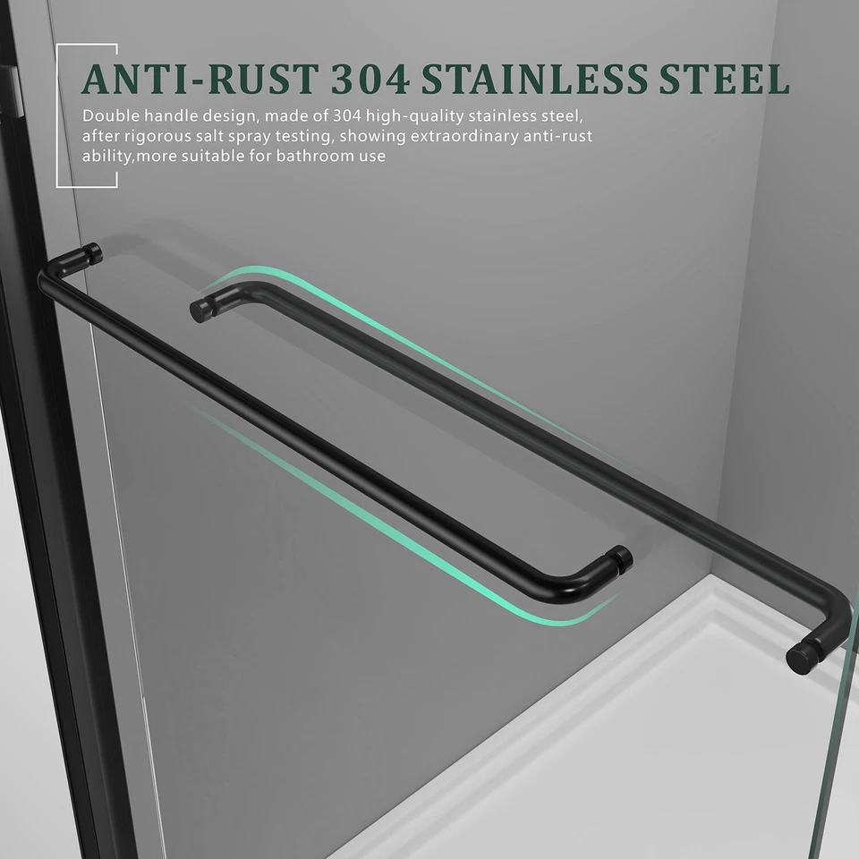 Puerta de ducha de vidrio de 60"" de ancho x 72"" de 6,0 mm puerta de derivación corredera doble de vidrio templado Foto 4 de 4