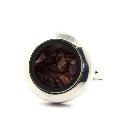 Bague Grenat Tsavorite Brut - Pierre Verte Naturelle - Monture Acier Inoxydable - Taille Ajustable