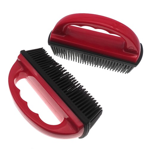 Professional Rubber Hand Brush Pet Hair Cleaning Scratch Free Rubber Bristle Red - Picture 3 of 8