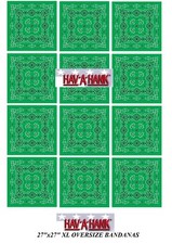 12 Hav-A-Hank XL BIG OVER SIZE GREEN PAISLEY 27" BANDANA Head Face Mask Scarf