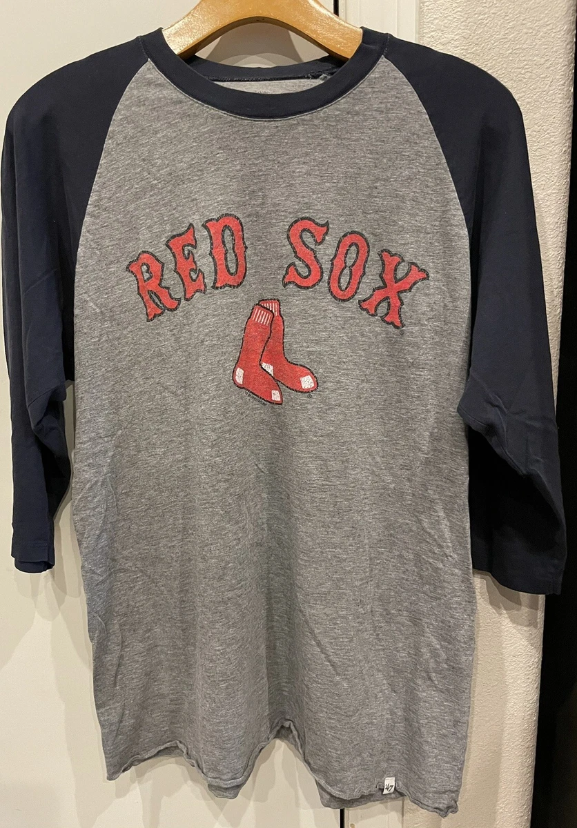 Boston Red Sox 3/4 Sleeve Baseball Shirt 47 Brand Gray Size Medium