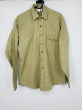 Wingshooters Ltd Long Sleeve Khaki Button Up 100% Cotton Shirt LARGE USA Made