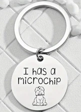 Dog microchip Identification tag Stainless steel I has a microchip Safety charm