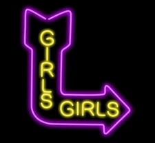 Girls Girls Direction Arrow Right  20"x16" Neon Sign Lamp Light With Dimmer