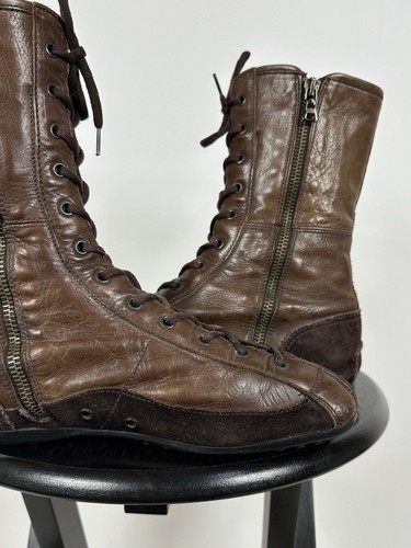 Women's Prada Leather Car Shoes High Top Sneakers Driving Boots Size 38.5 EUR - Picture 16 of 24