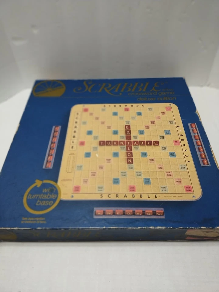Vintage 1977 Scrabble Deluxe Edition Turntable With Tiles Complete Blue Box READ - Image 2 of 4