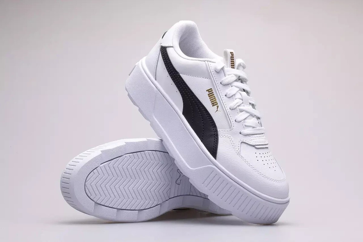 PUMA Women's Karmen Rebelle White/Black Platform Sneakers Size 8.5